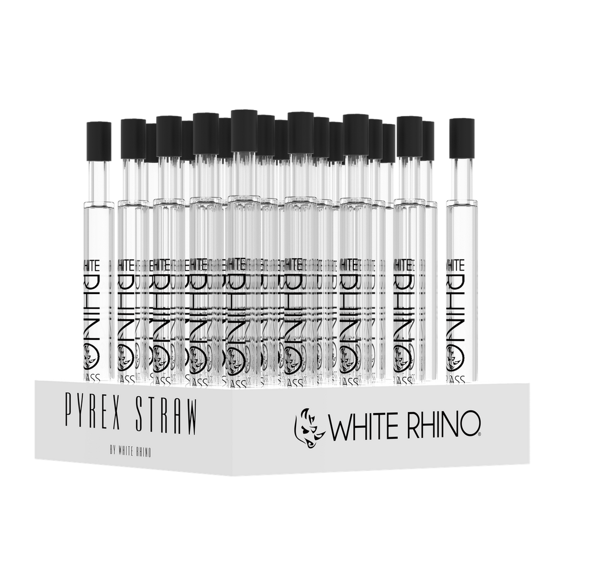 WHITE RHINO PYREX V2 DAB STRAW WITH SILICONE CAP -25ct Display