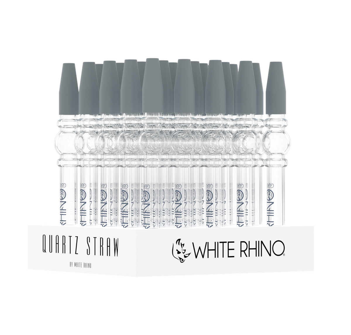 WHITE RHINO QUARTZ V3 DAB STRAW WITH SILICONE CAP - 25 CT DISPLAY