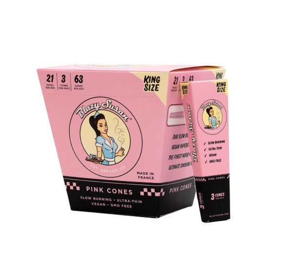 Blazy Susan Pink Cones King Size 3 Pack 21 CT