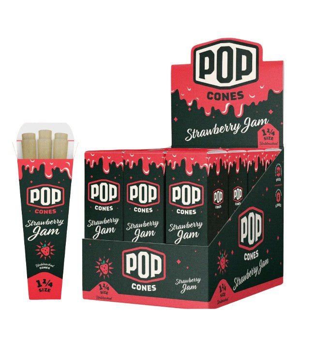 Pop Cones Unbleached Strawberry Jam 1 1/4" Size 6 Pack 24 CT