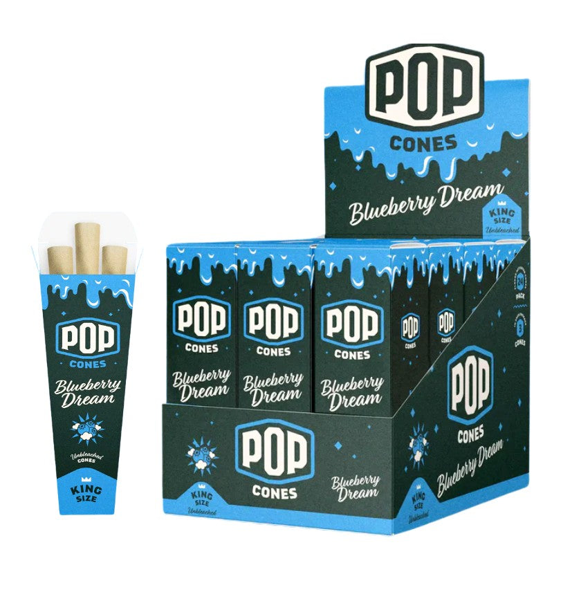 Pop Cones 2.0 Unbleached Blueberry Dream King Size 3 Pack 24 CT