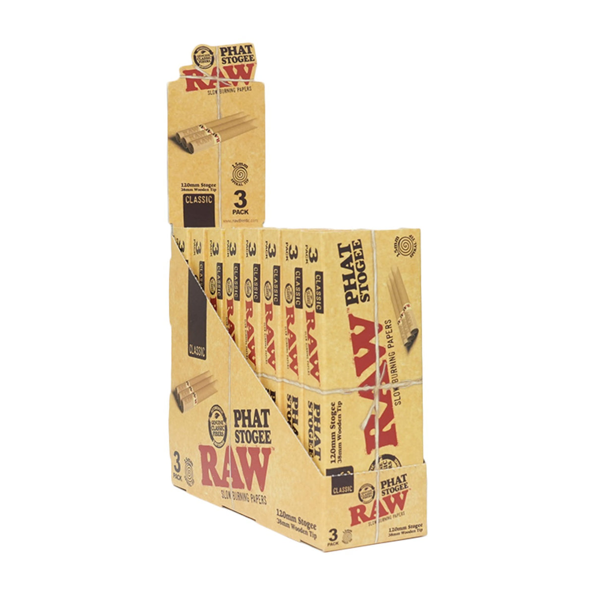 RAW Classic Phat Stogee Size 120mm 3 Pack 8 CT