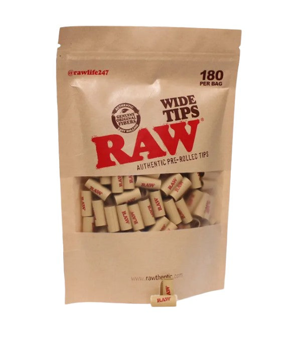 Raw Tips Prerolled 180 Bag Wide Tips 180 CT