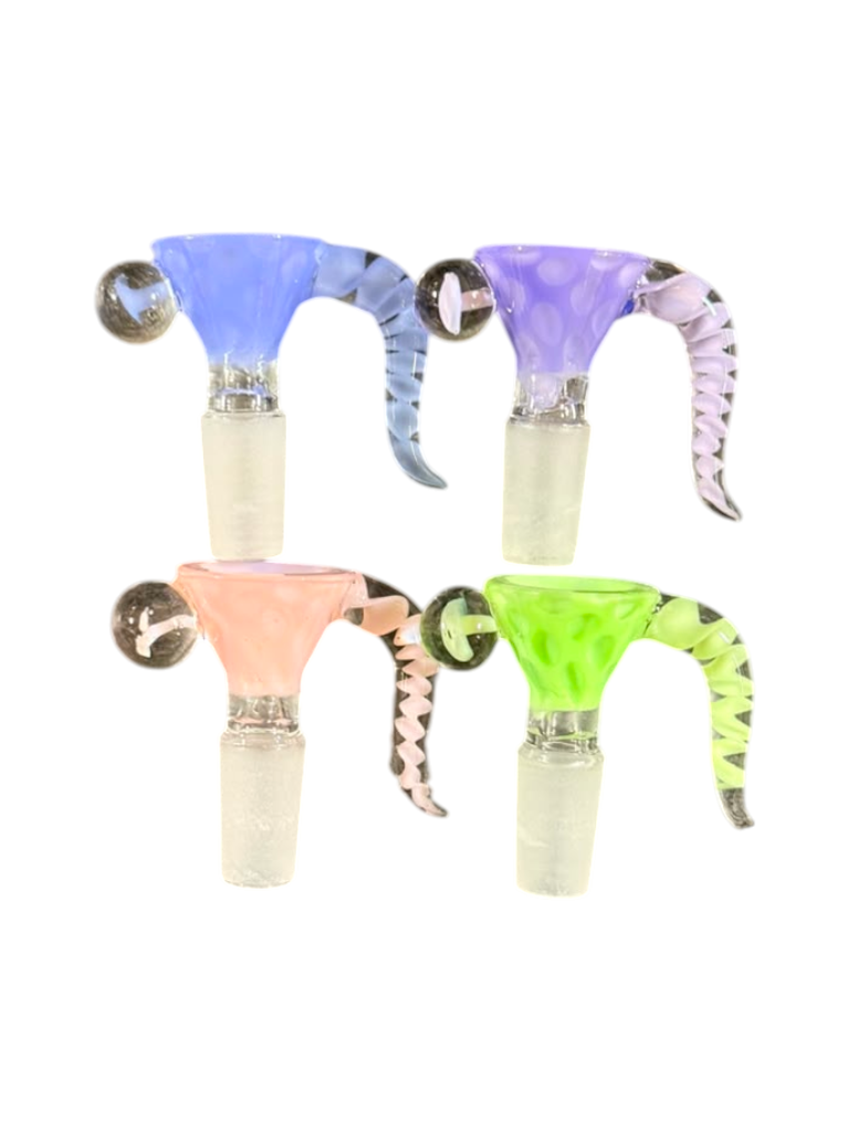 BL44 14mm Slime Colored W/ Horn Handle Bowl 5ct