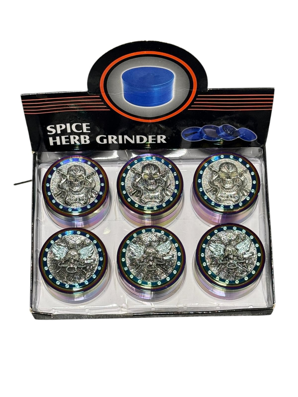JZQ0027-1 63MM 3D DESIGNED CHROME GRINDERS (6CT DISPLAY)