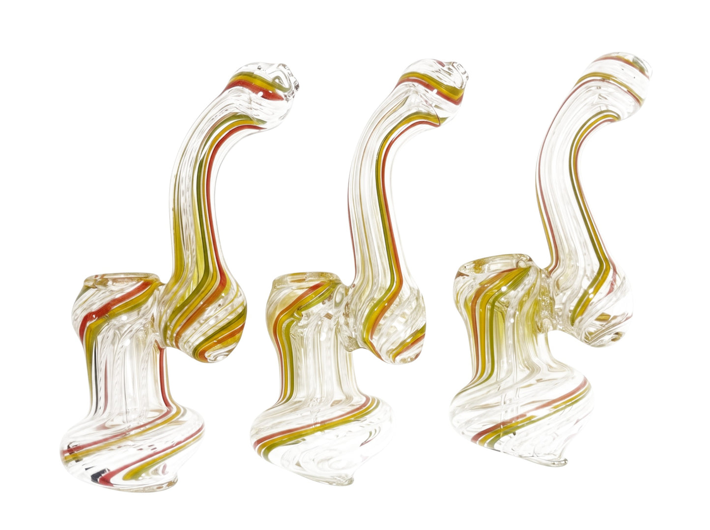 BUB7 7" Rasta Fumed Ribbon Bubbler 5ct