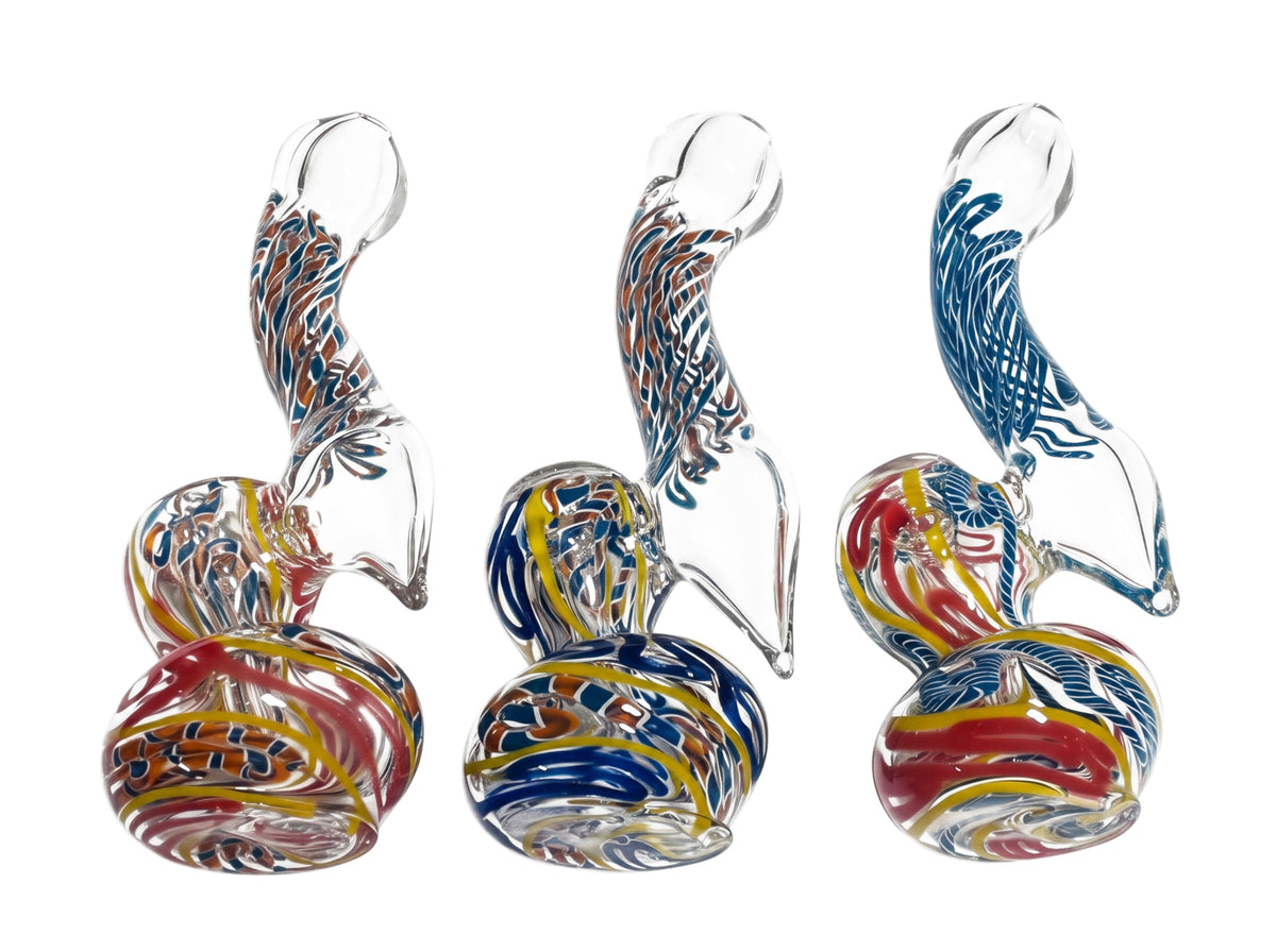 BUB11 7" Multi Color Twisting Swirl Bubbler 5ct