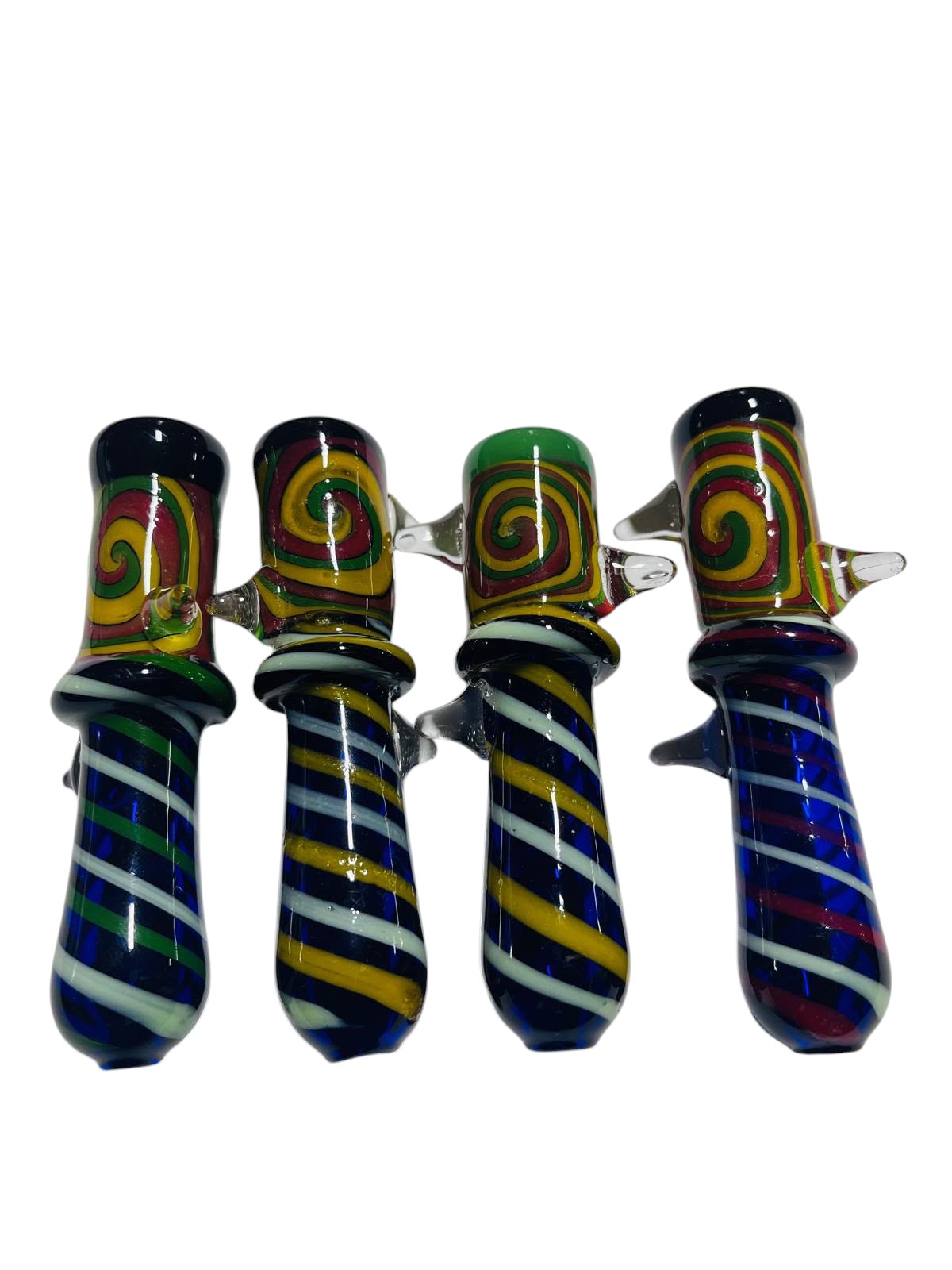 CH24 4" Multi Colored Spiral Dicro Chillum 5ct