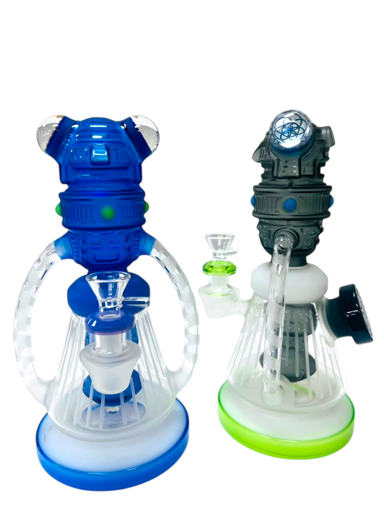 M61 10" Robot Shaped Engraved Design Waterpipe Assorted Colors