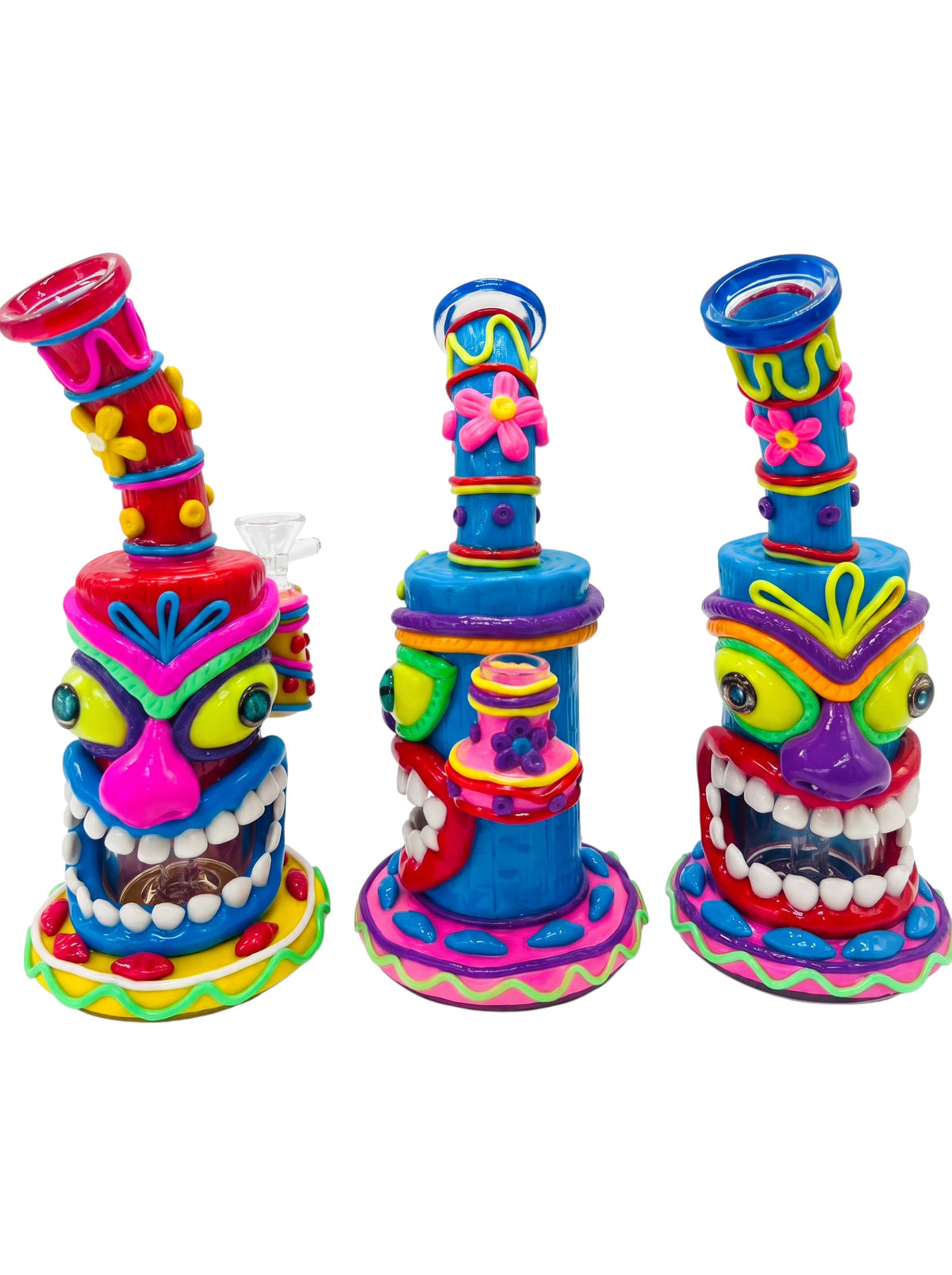 RG43 8" Clay Monster w/ Flowers Waterpipe Assorted Colors