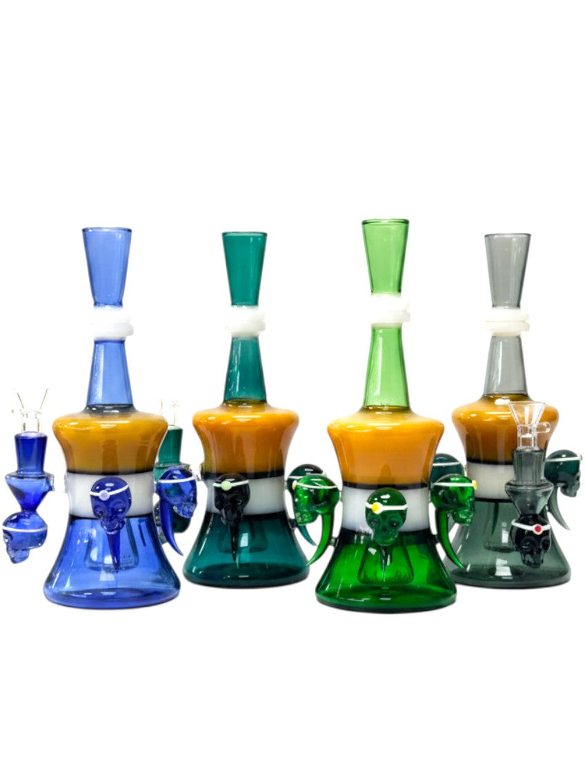 RG41 9" Triple Skull Head Waterpipe Assorted Colors
