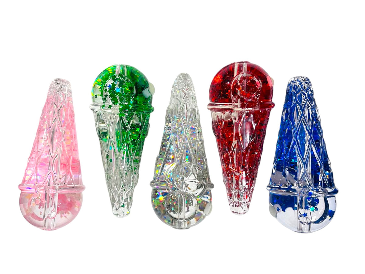 H1 4" Freezable Ice Cream Cone Handpipe Assorted Colors 5ct