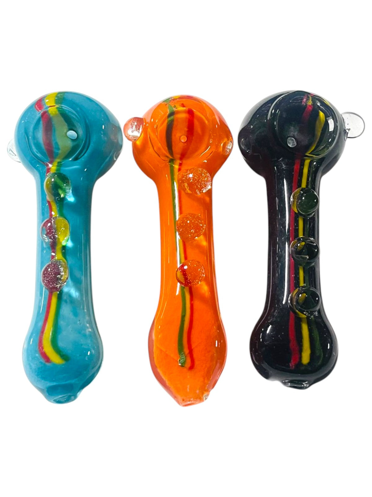H36 4" Three Dotted Handpipe Assorted Colors 5ct