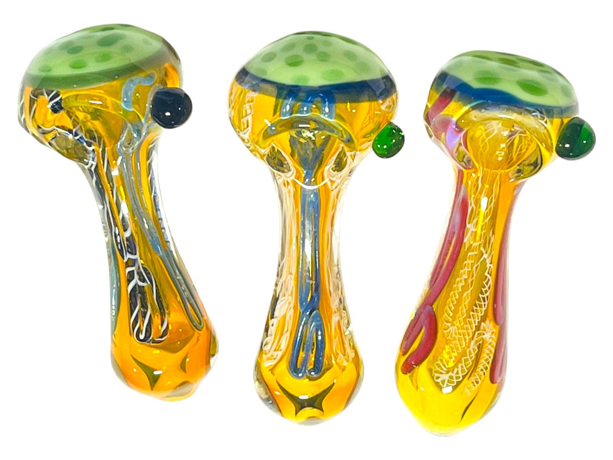 H55 5" Twisting Silver Fumed Honeycomb Head Handpipe Assorted Colors 5ct