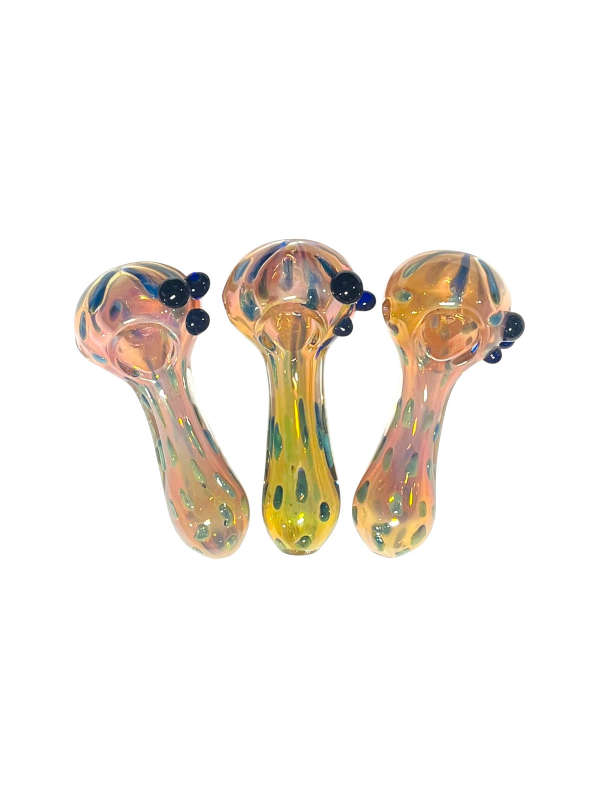 H65 4" Dotted Silver Fumed Handpipe Assorted Colors 5ct
