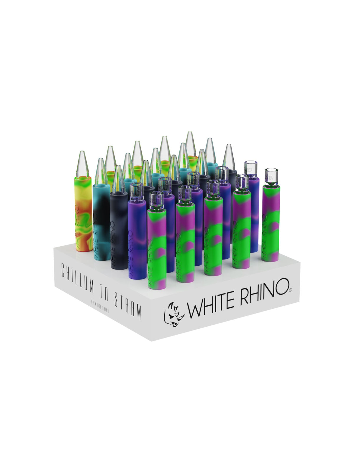 WHITE RHINO CHILLUM TO STRAW ORIGINAL -25ct DISPLAY (PYREX)