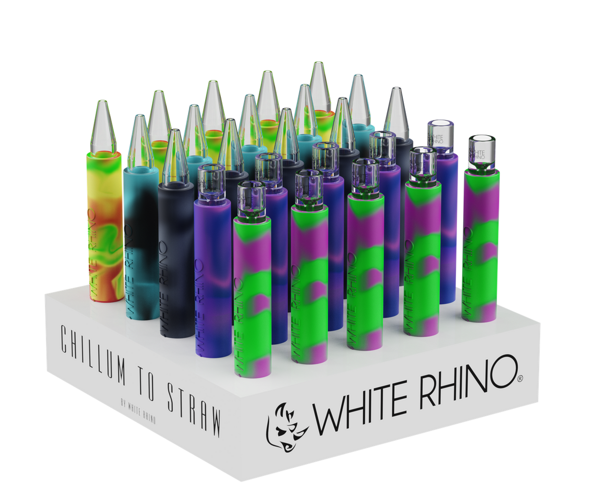WHITE RHINO CHILLUM TO STRAW ORIGINAL -25ct DISPLAY (PYREX)