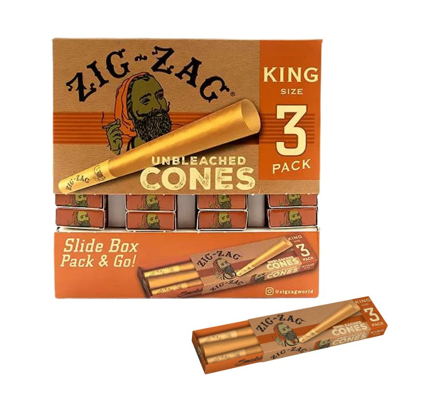 Zig Zag Unbleached Cones King Size 3 Pack 36 CT