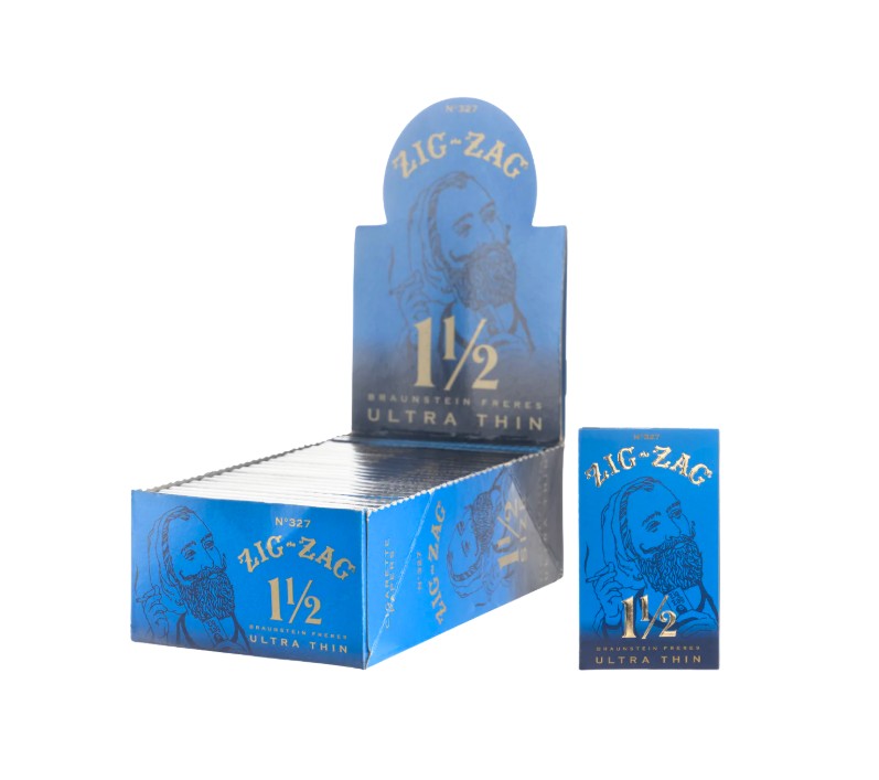 Zig Zag Papers Ultra Thin Blue Braunstein Freres 1 1/2" Size 24 CT