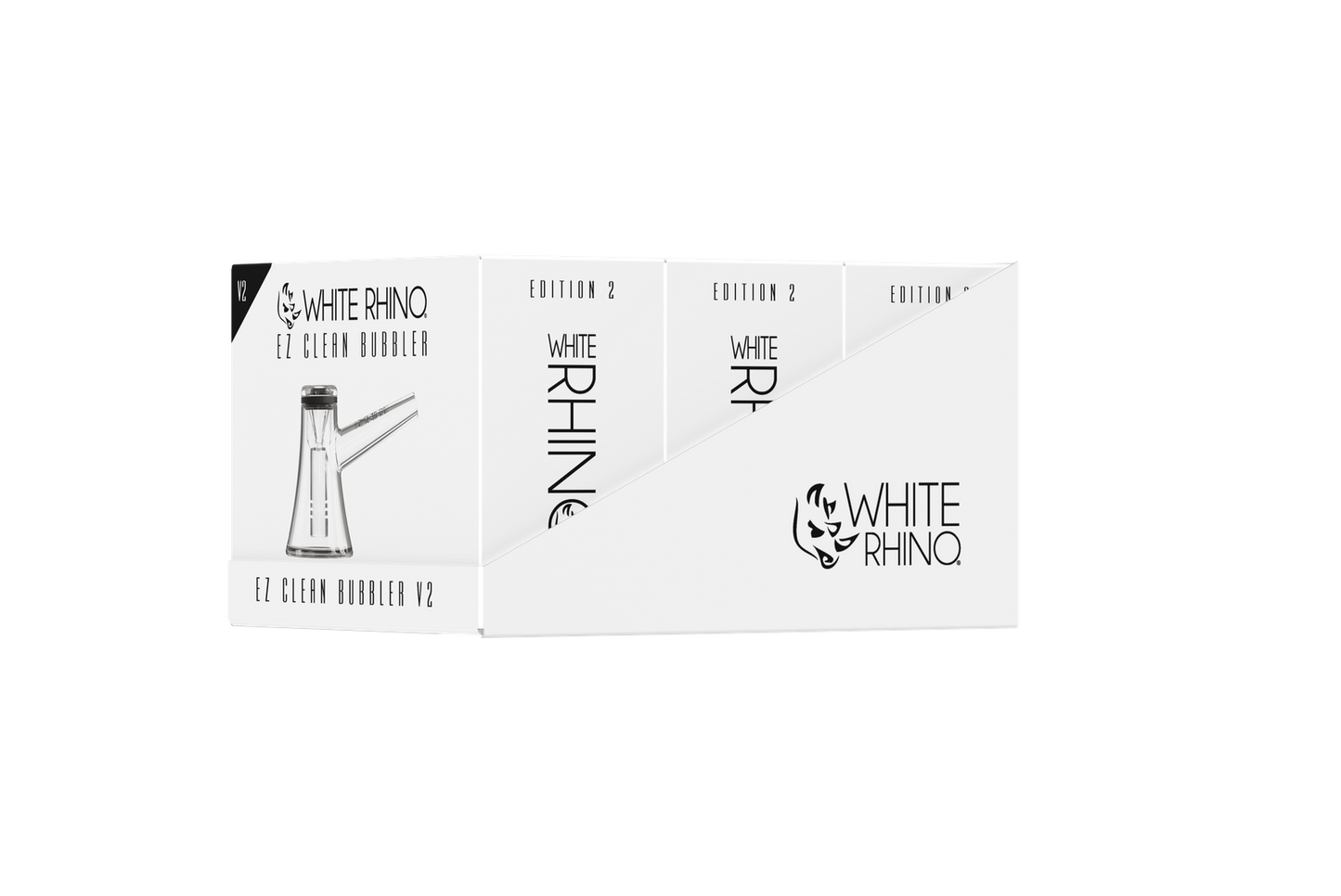 WHITE RHINO EZ CLEAN BUBBLER 2nd EDITION V2 -3ct DISPLAY