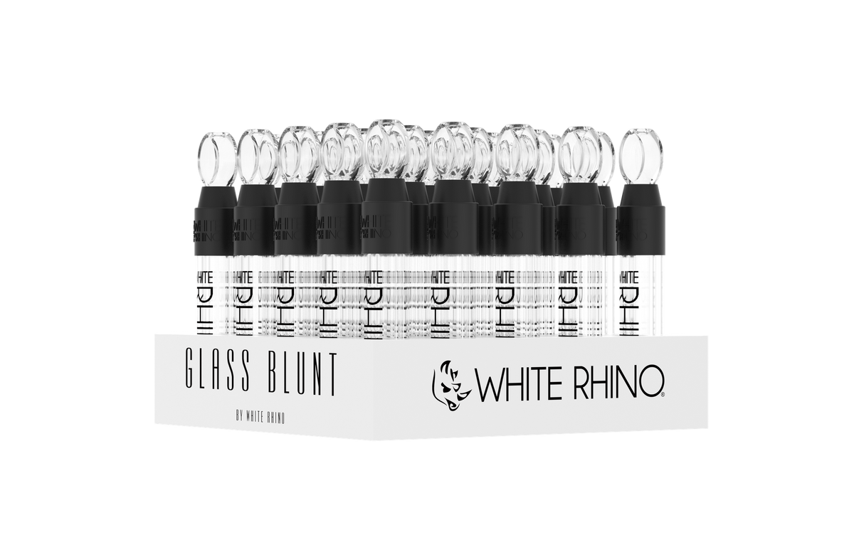 WHITE RHINO GLASS BLUNT SLIDER - 25ct DISPLAY
