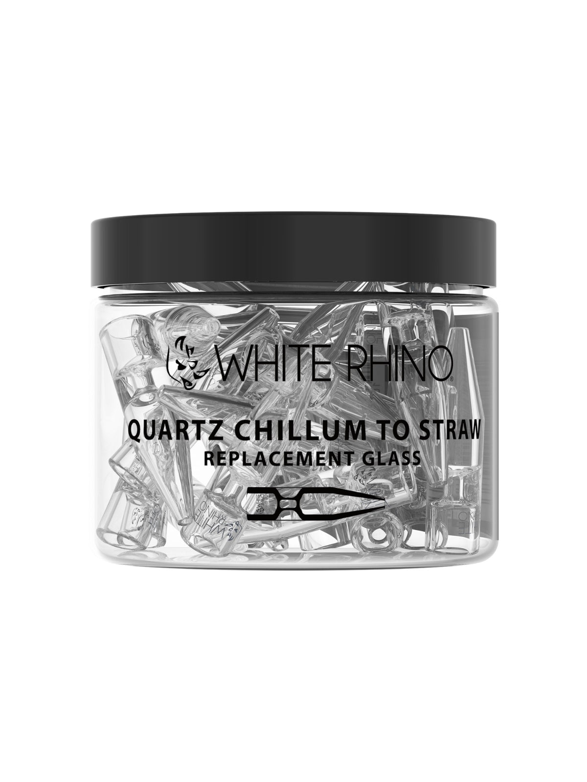 White Rhino Quartz Chillum to Straw Replacement Tips - 25CT Jar