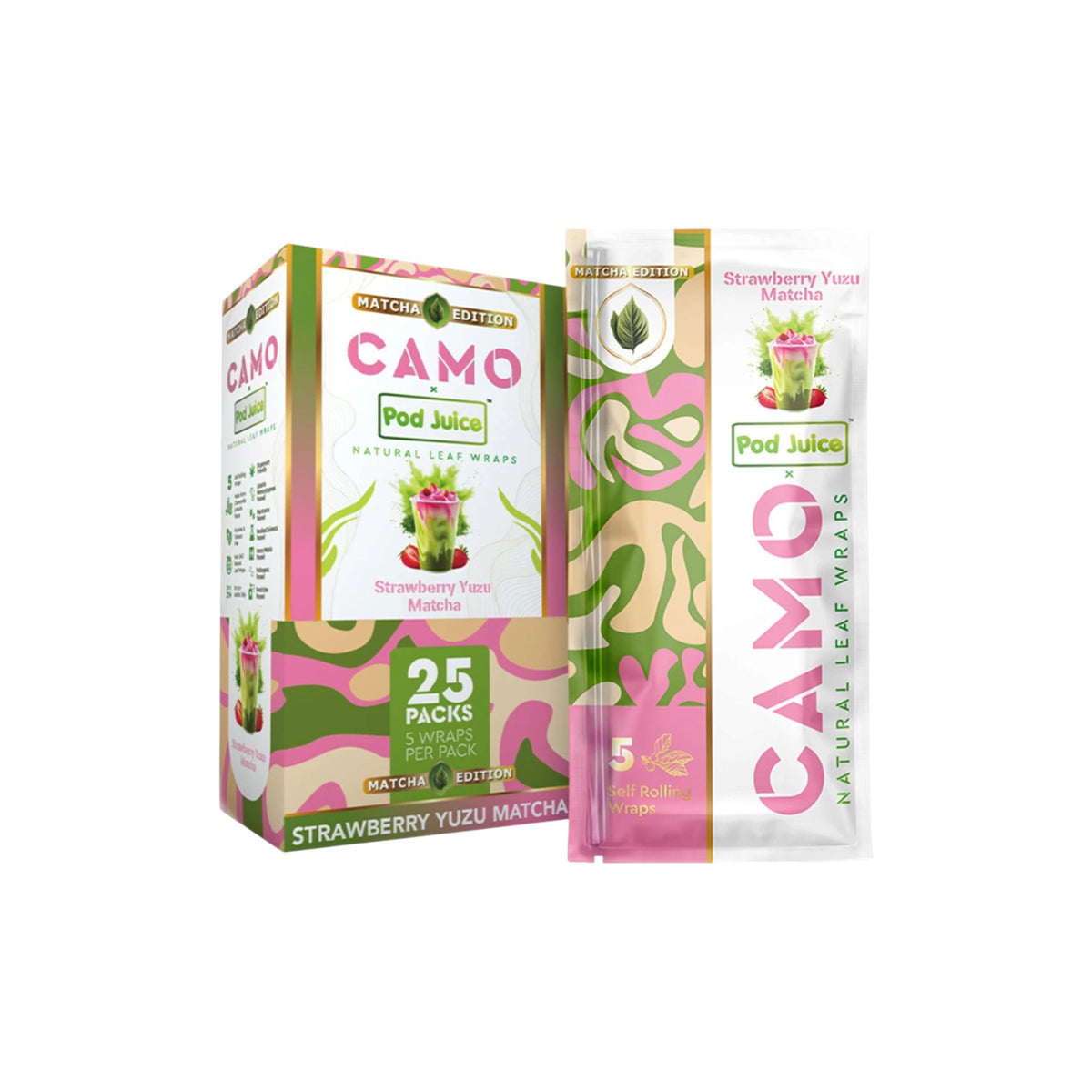 Camo x Pod Juice Natural Leaf Wraps Wraps 5 Pack 25CT