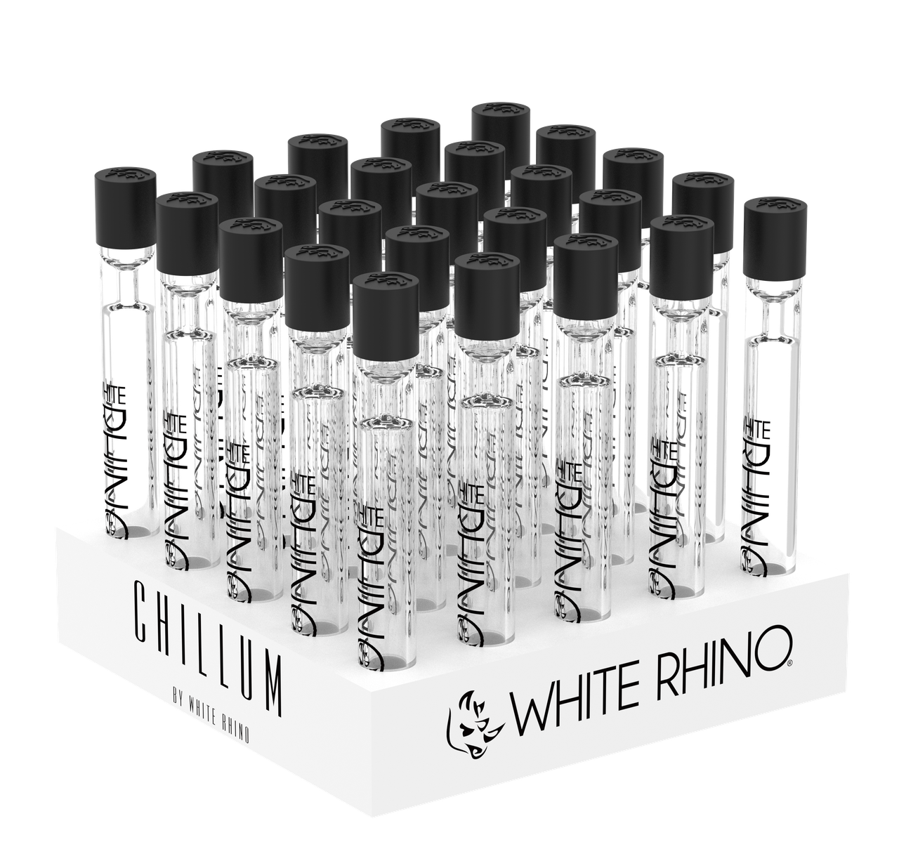 WHITE RHINO CHILLUM WITH SILICONE CAP - 25CT DISPLAY