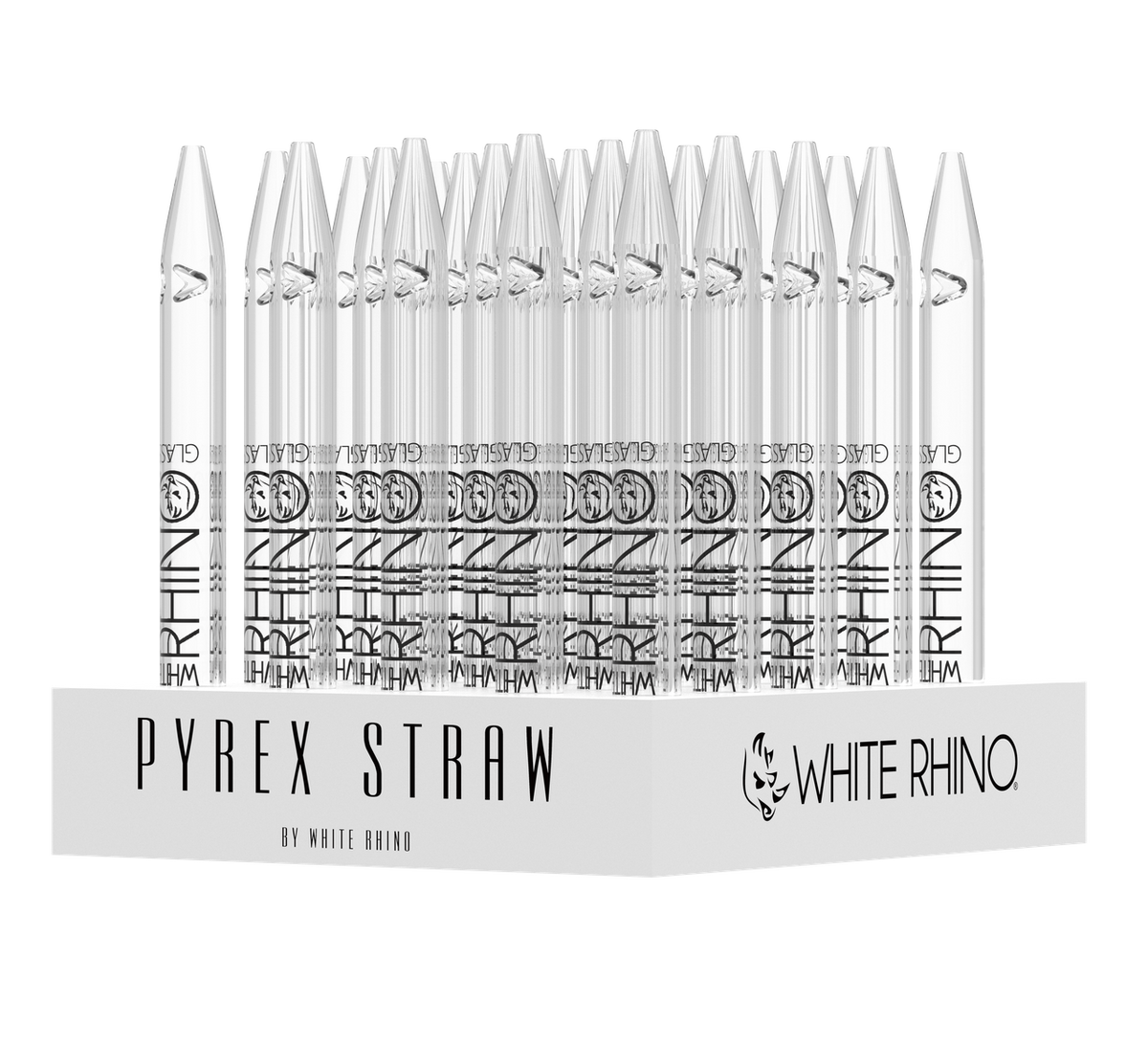 WHITE RHINO PYREX DAB STRAW WITH SILICONE CAP - 25ct DISPLAY