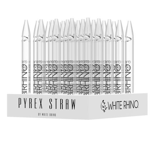 WHITE RHINO PYREX DAB STRAW WITH SILICONE CAP - 25ct DISPLAY