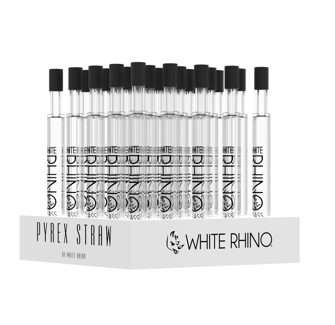 WHITE RHINO PYREX V2 DAB STRAW WITH SILICONE CAP -25ct Display
