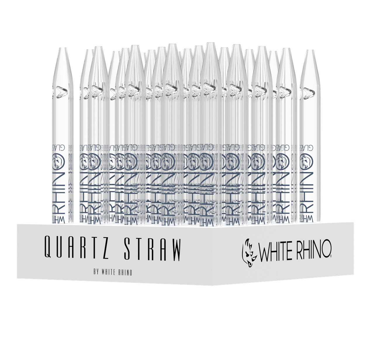 WHITE RHINO QUARTZ DAB STRAW WITH SILICONE CAP - 25 CT DISPLAY