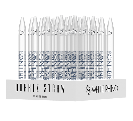 WHITE RHINO QUARTZ DAB STRAW WITH SILICONE CAP - 25 CT DISPLAY