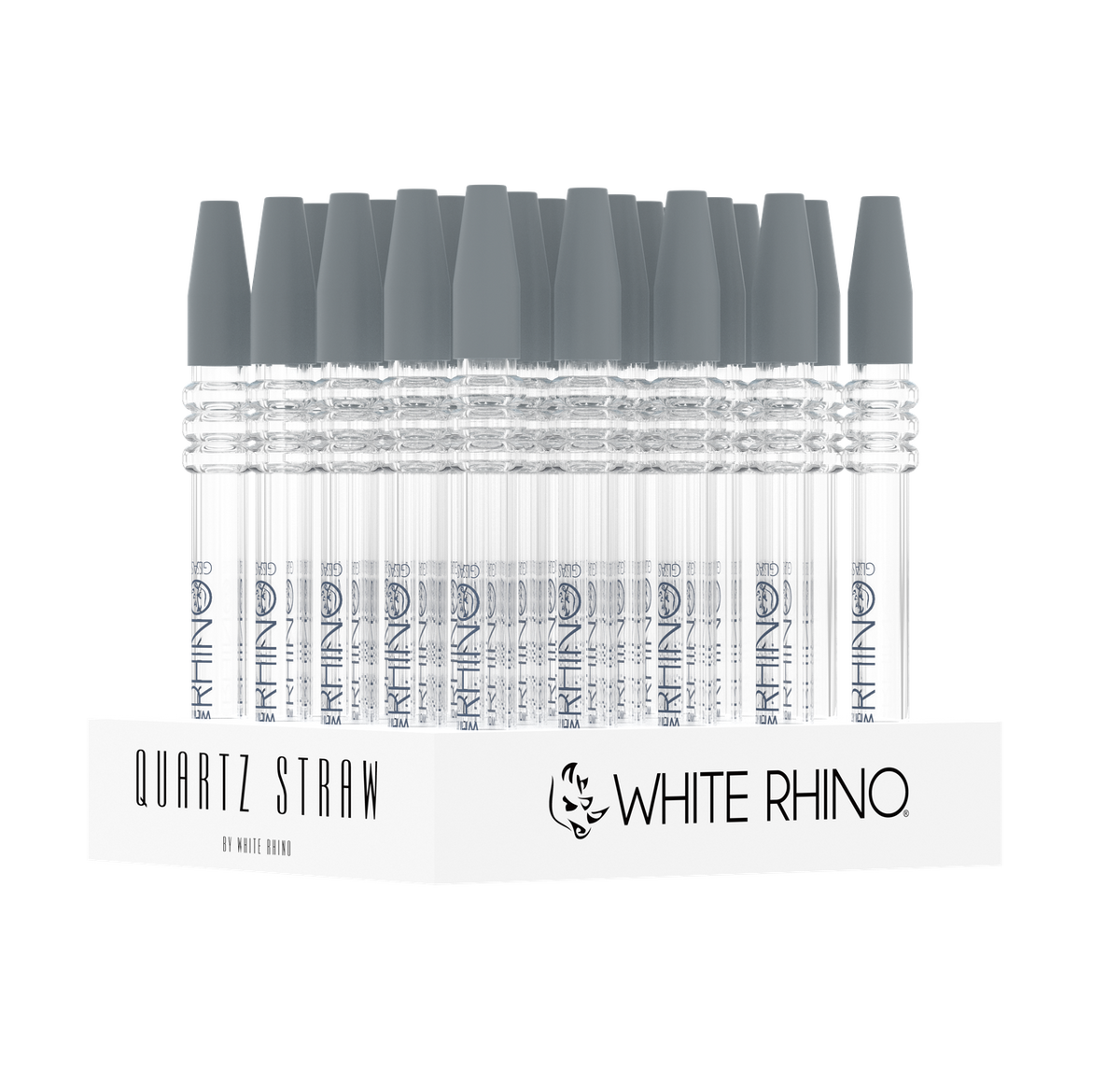 WHITE RHINO QUARTZ V2 DAB STRAW WITH SILICONE CAP - 25 CT DISPLAY