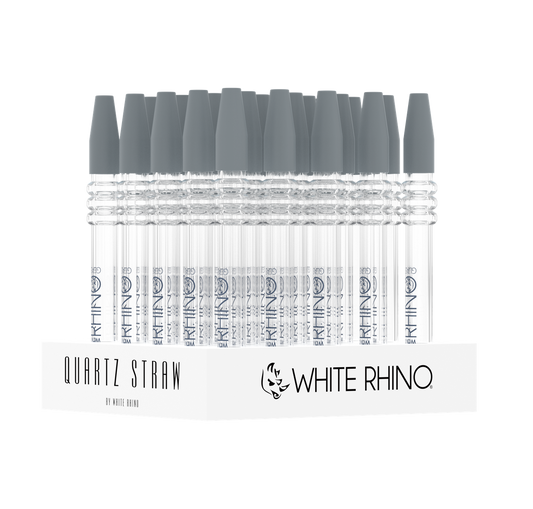 WHITE RHINO QUARTZ V2 DAB STRAW WITH SILICONE CAP - 25 CT DISPLAY