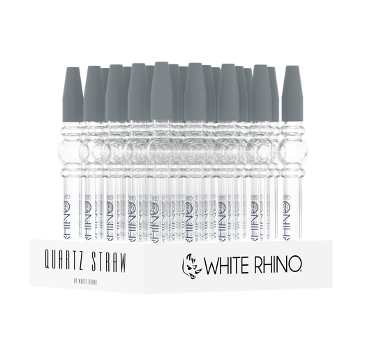 WHITE RHINO QUARTZ V3 DAB STRAW WITH SILICONE CAP - 25 CT DISPLAY