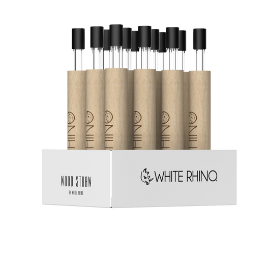 WHITE RHINO WOOD DAB STRAW WITH SILICONE CAP - 12ct DISPLAY
