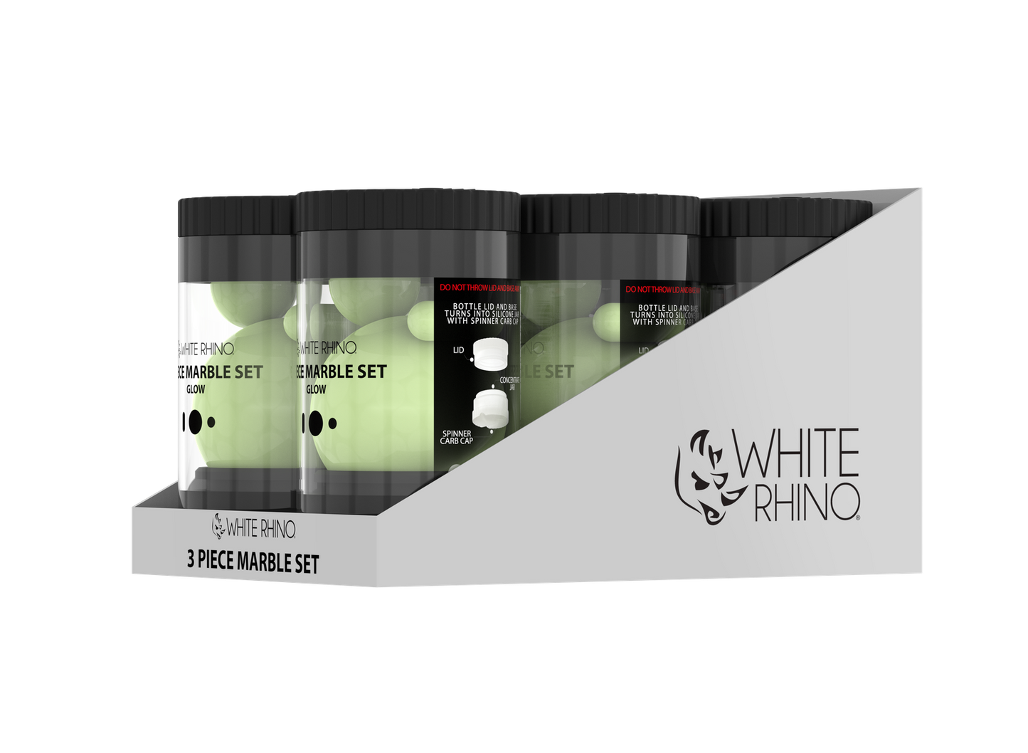WHITE RHINO TERP SLURPER 3 PIECE SET GLOW IN THE DARK -6ct DISPLAY