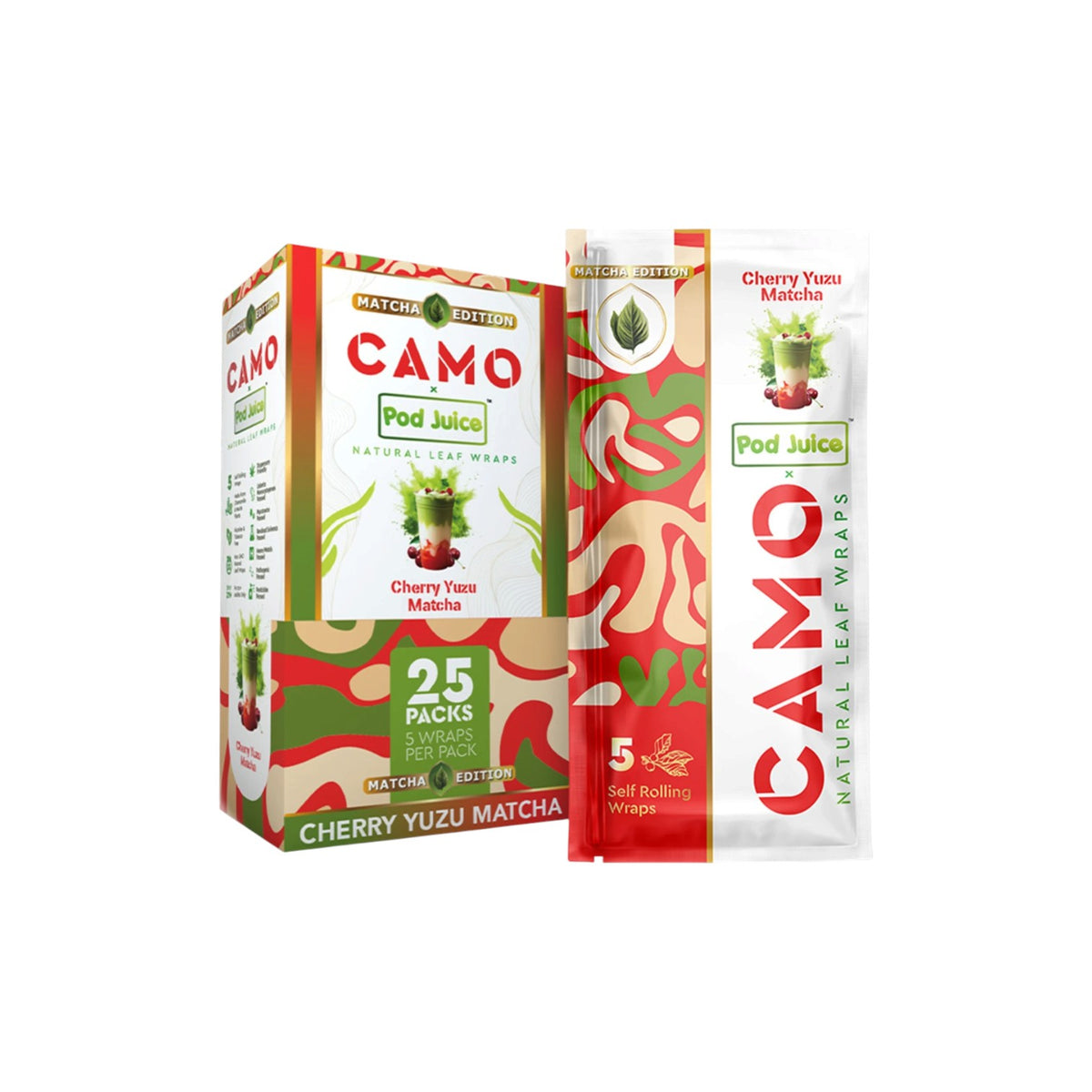 Camo x Pod Juice Natural Leaf Wraps Wraps 5 Pack 25CT
