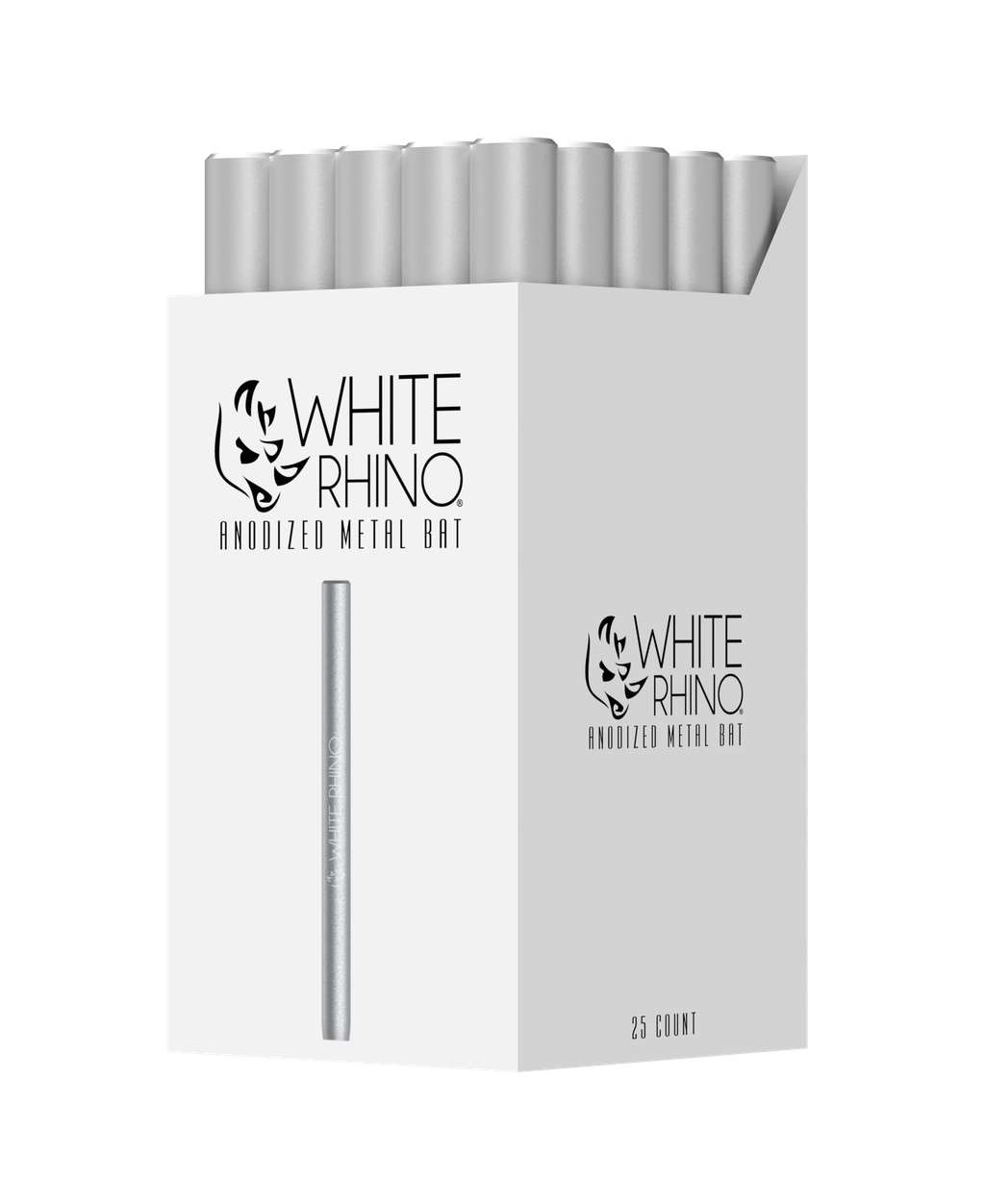 WHITE RHINO ANODIZED METAL BAT SILVER - 25ct DISPLAY