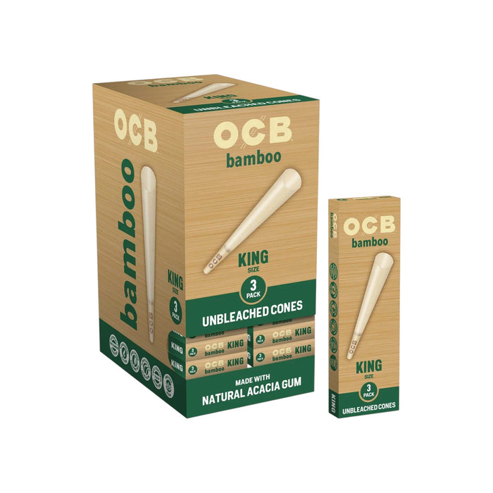 OCB Cones Bamboo Unbleached King Size 3 Pack 24 CT