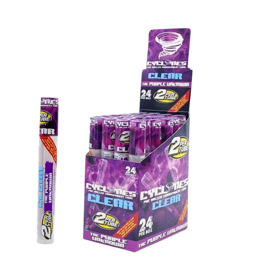 Cyclones 2X Hemp Cones Clear Purple Unknown 24 CT