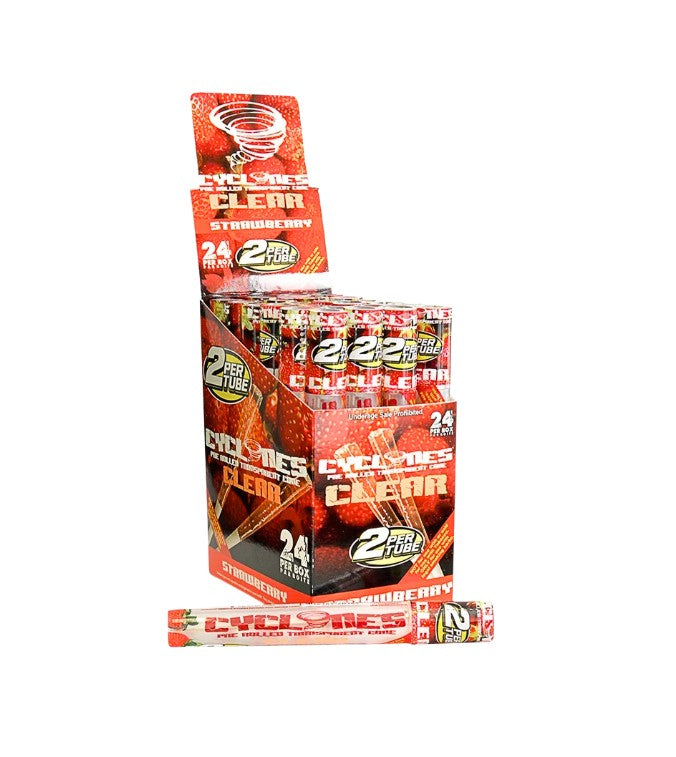 Cyclones 2X Hemp Cones Clear Strawberry 24 CT