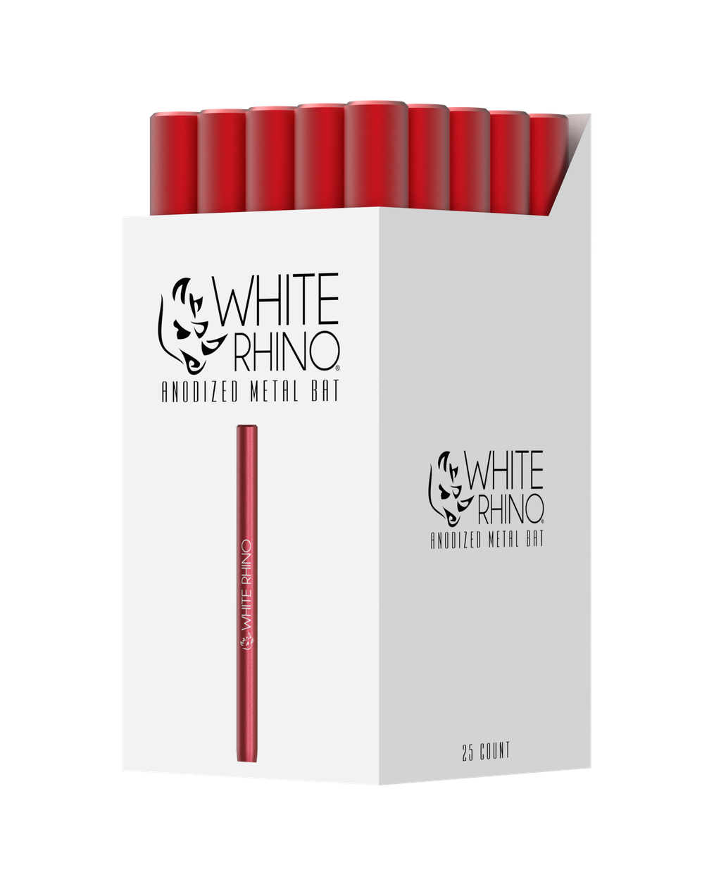 WHITE RHINO ANODIZED METAL BAT RED - 25ct DISPLAY