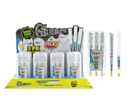 Glones x Packs Ultra Thin Pre Rolled Glass Cones 1 1/4" Size 3 Pack 12 CT