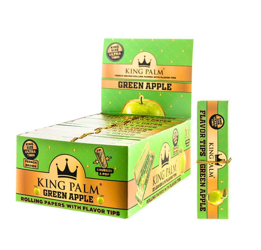 King Palm Hemp Papers King Size Green Apple + Tips 24 CT