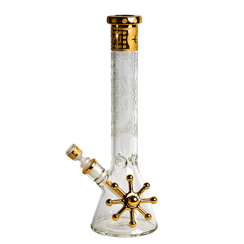 JJ-244 15" Juicy J Gold Geometric Flow Beaker