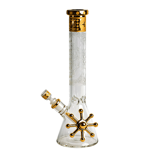 JJ-244 15" Juicy J Gold Geometric Flow Beaker