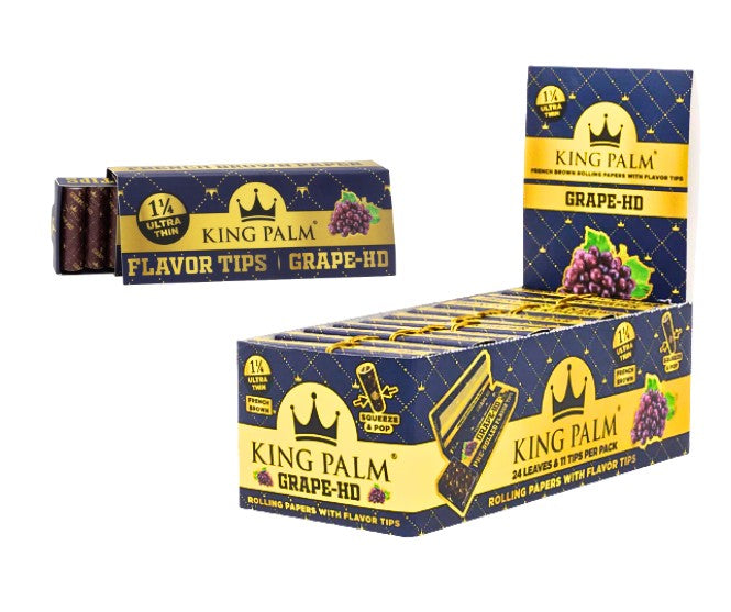King Palm Hemp Papers 1 1/4" Size Grape + Tips 24 CT