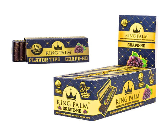 King Palm Hemp Papers 1 1/4" Size Grape + Tips 24 CT
